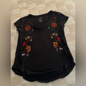 AEO Embroidered Flower Top